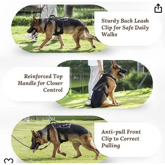 KROMEN TACTICAL DOG HARNESS SZ M Medium Black Brand NEW Comfortable Wearing - Picture 4 of 11